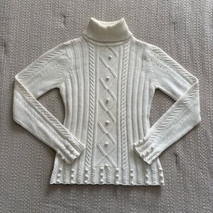 Vintage 2000s white turtleneck cable-knit sweater